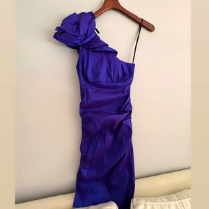 Purple one shoulder cocktail dress
